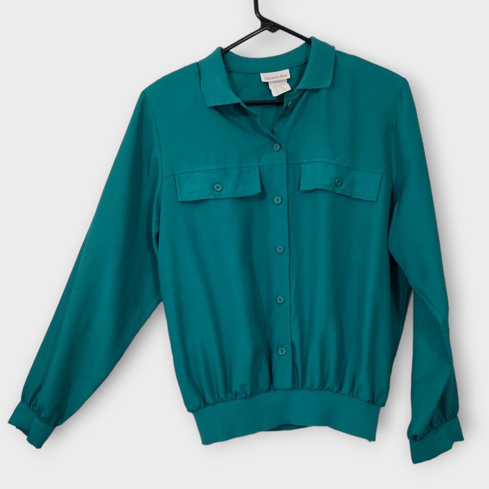 Vintage Lauren Lee Blouson Top Womens 14 Loose Fit Long Sleeves 80s Made in US
